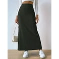 thumbnail image 6 of Female'S Solid High Waist Split Side Skirt Casual Knitted Maxi Skirts Comfy Bodycon Dress Black XL, 6 of 9
