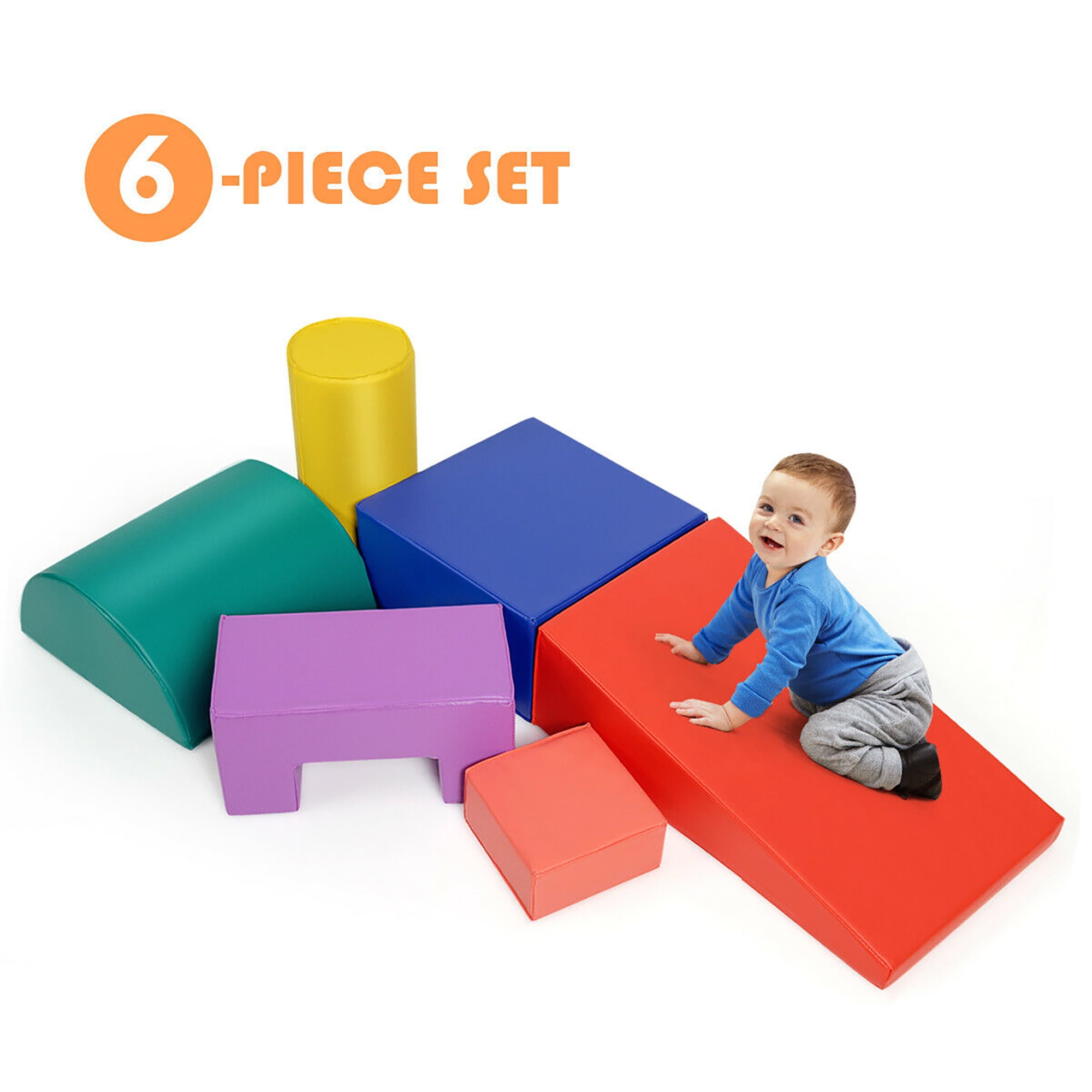 Costway 6 Piece Climb Crawl Play Set Indoor Kids Baby Toddler Soft Safe Foam Blocks Toys