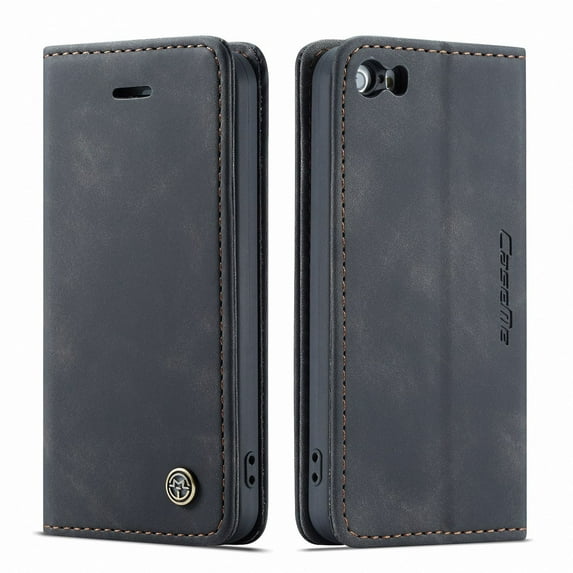 iPhone 5S Wallet Case, iPhone SE (1st Gen-2016) Case,Shockproof Premium Leather Magnetic Flip Folio Stand Protective Cover (NOT fit iPhone 5C/SE 2020),Black