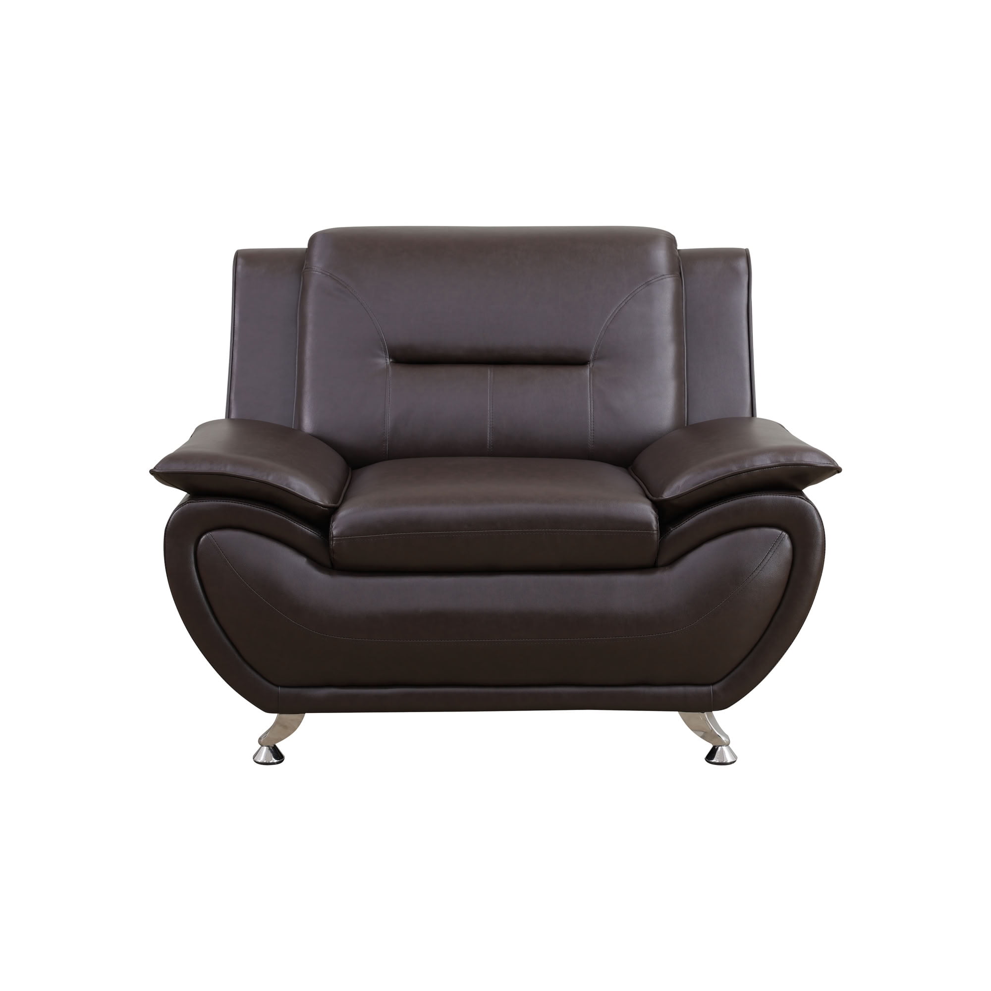 MAYEERTY Leather Accent Chair, Sofa Chair with Anti-Insect Solid Wood Frame Living Room Chair, Brown