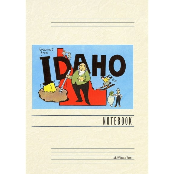 Vintage Lined Notebook Greetings from Idaho, Cartoon (Paperback)
