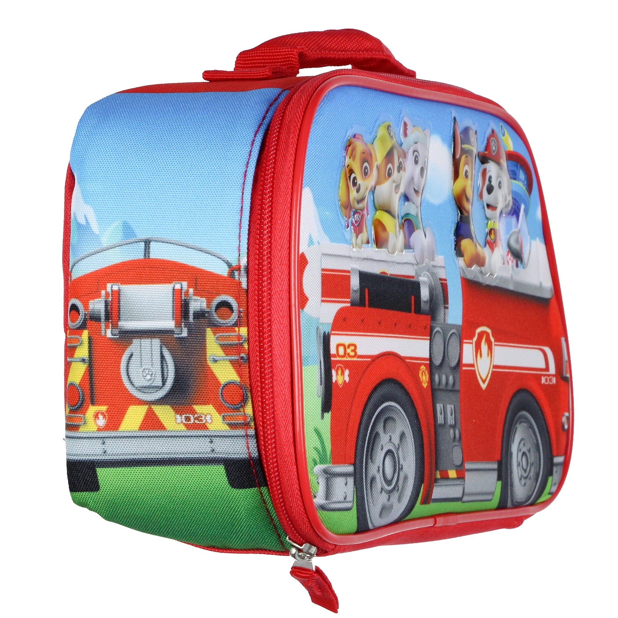 Paw Patrol Lunch Box Skye Chase Marshall Fire Engine Truck Kids Insulated Lunch Bag Lunch Tote 11"