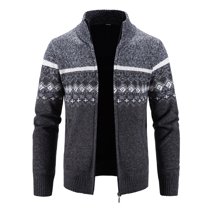 SWSMCLT Men's Cardigan Holiday Thick Full Zip Knit Winter Long Sleeve Sweater Fall Cozy Lined Warm Outerwear Dark Grey Medium