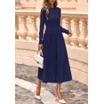 thumbnail image 3 of Vestido PRETTYGARDEN 2025 de punto, manga larga, midi, azul marino, talla XL, 3 of 8