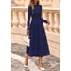 thumbnail image 3 of Vestido PRETTYGARDEN 2025 de punto, manga larga, midi, azul marino, talla XL, 3 of 8