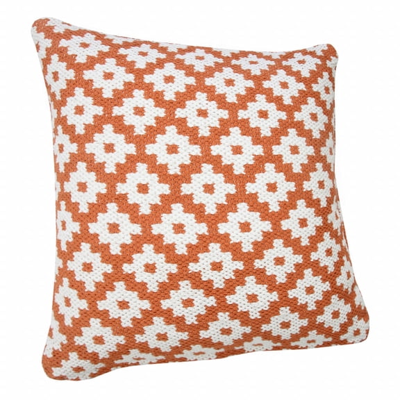 HomeRoots 4 x 20 x 20 in. Orange Geometric Zippered 100 Percent Cotton Throw Pillow - Set of 2