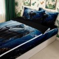 thumbnail image 3 of meiyoeat Ocean Underwater Dino Zipper Twin Comforter Sets with Fitted Sheet and 2 Pillowcases for Boys Men, Mystic Sea Animal Zipper Bedding Set, Blue Gray, Black Reversible, 4pcs, 3 of 6