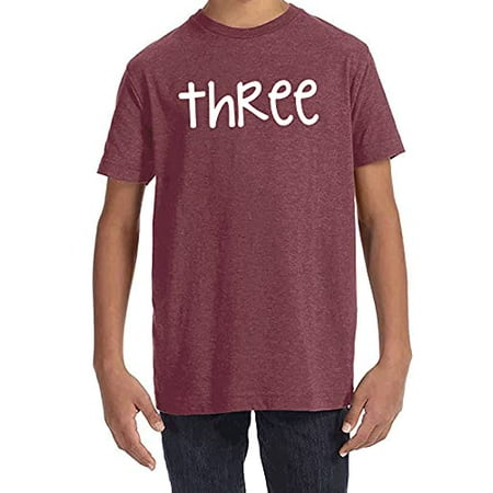 

7 ate 9 Apparel Unisex Kids Three Birthday Shirt for Boys 3 Birthday Shirt 3rd Bday Third Shirts Burgundy Shirt
