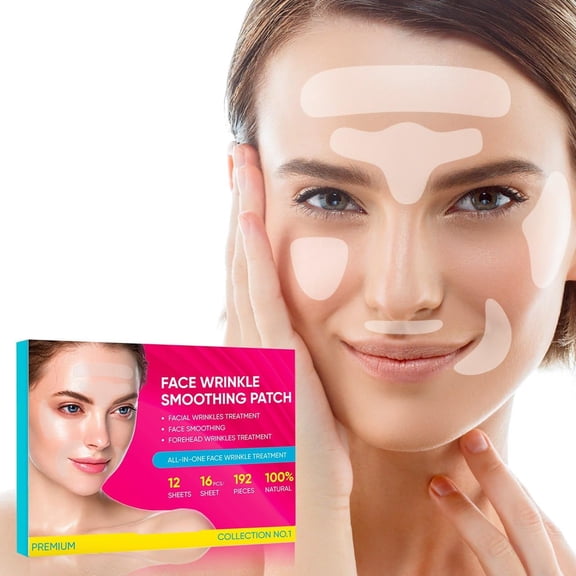 Adelina Anti Wrinkle Facial Patches for Forehead, Smile Line, under Eye, 12 Sheets