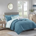 thumbnail image 3 of Izzovium Aqua King Size 8-Piece Bedding Set, Printed Seersucker Comforter with Quilt, Hypoallergenic Polyester Fill, 3 of 21