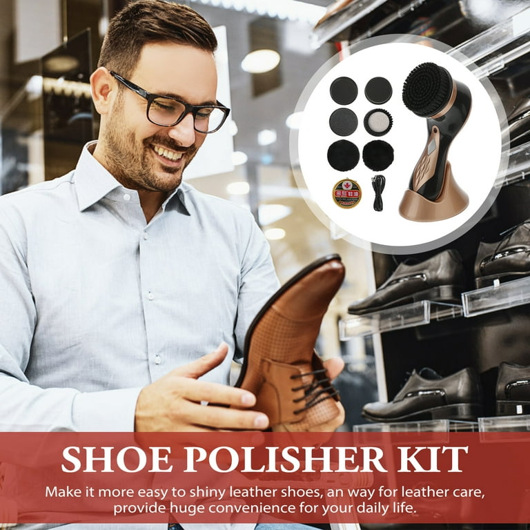 Electric Shoe Shine Kit, Electric Shoe Polisher Brush Shoe Shiner Dust  Cleaner Portable Leather Care Kit for Shoes, Bags, Sofa