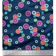 thumbnail image 1 of Soimoi Blue Cotton Cambric Fabric Artistic Flower & Geometric Printed Fabric 1 Yard 56 Inch Wide, 1 of 3