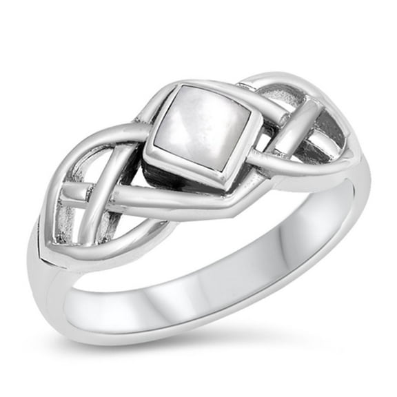 Celtic Knot Cutout Square Ring .925 Sterling Silver Band Jewelry Female Male Unisex Size 6