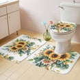 thumbnail image 4 of Summer Sunflower Bathroom Rugs Set Waterclor Leaf Cintage Yellow Flower Non Slip Absorbent Soft Bath Mats 3 Piece Set with Bathroom Rug, U-Shaped Floor Mat, Toilet Seat Cover Large Size, 4 of 9