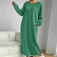 thumbnail image 6 of Aueoeo Womens Oversized Dresses Long Sleeve Sweat Dresses Loungewear Maxi Dress Crew Neck Vacation Outfit, 6 of 7