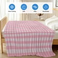 thumbnail image 4 of Pink Cooling Blanket, Lightweight Breathable Summer Throw Blanket with Double Sided Cold Effect,Grid Checkered Plaid Gingham Lattice Trellis Picnic Beach Blankets Bed Sheet for Hot Sleepers 50"x60", 4 of 8