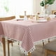 thumbnail image 5 of CFen-Mantel rectangular de algodón y lino con estampado A rayas, cubierta de mesa con borlas para el hogar, cocina, banquete, 1 unidad, 5 of 5