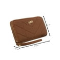 thumbnail image 2 of XOXO Women’s Cognac Vegan Leather Quilted Single Zip Wallet Clutch withWristlet, 2 of 5