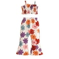 thumbnail image 1 of SUNSIOM Girls Summer 2PCS Pants Sets Sleeveless Ruched Floral Camisole Flared Pants Sets, 1 of 6
