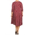 thumbnail image 4 of Women's Plus Size Loose Fit Scoop Neck 3/4 Sleeve Polka Dot Patterned A-Line Long Dress, 4 of 5