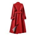 thumbnail image 4 of Tiqkatyck Trench Coat Trench Windbreaker Outerwear Fit Coat Women Solid Long Overcoat Slim Jacket Women's Coat Plus Size Tops Clearance Long Sleeve Tops Red XXL, 4 of 4
