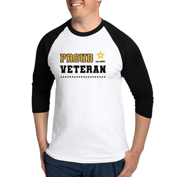CafePress - Proud Veteran Black And Gold Baseball Jersey - Cotton Baseball Jersey, 3/4 Raglan Sleeve Shirt