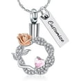 thumbnail image 3 of Rose Flower Urn Necklaces for Ashes, Circular Cremation Necklack for Ashes, Cremation Jewelry Locket Stainless Steel Keepsake Waterproof Memorial Pendant, 3 of 7