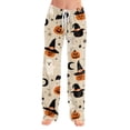 thumbnail image 3 of Fabrcox Halloween Woman Pajama Pants Funny Ghost Pumpkin Moon Sleep Pants for Women Fall Winter Festival Soft Womans Lounge Pants Khaki M, 3 of 6