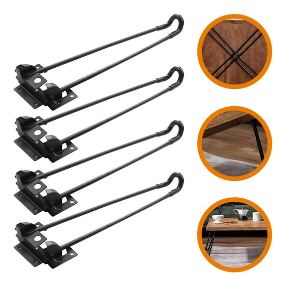 OUNONA 4Pcs Black Hairpin Folding Table Legs Heavy Duty Metal for Coffee Table