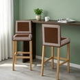 thumbnail image 2 of Dark Brown Geometric Bar Stool Cover Set of 4, White Greek Key Design Abstract Modern Art Stretch Bar Chair Cover, Removable Washable Counter Stool Chair Slipcover for Kitchen Dining Room Cafe, 2 of 9