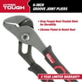 thumbnail image 4 of Hyper Tough 6-inch Groove Joint Pliers with Ergonomic Comfort Grips, Black 5576V, 4 of 13