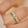 thumbnail image 4 of ORLOV DIAMONDS 2Ct Marquise Cut Lab Created Emerald Leaf Half Eternity Ring 14k Yellow Gold Plated, 4 of 5