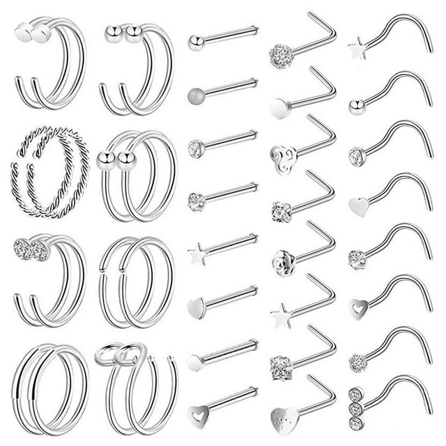 Anneaux de Nez en Titane en Forme de L Clous de Nez en Argent Pur pour Femmes Hommes