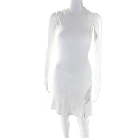 

Pre-owned|Bailey 44 Womens Sleeveless Crew Neck Ribbed Mini Dress White Size Extra Small