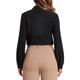 thumbnail image 3 of BLUSA DE MUJER INSPIRE CHIC Botón Abajo Leotardo Cuello Peter Pan Manga Larga Tops de Negocios XS Negro, 3 of 6