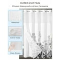 thumbnail image 2 of No Hook Cloth Fabric Shower Curtain with Snap in Liner, Grey Floral Rustic Waterproof Shower Curtains Set with See Through Top Window, Spring Farmhouse Botanical Floral Bath Curtains Shower 72"x84", 2 of 6