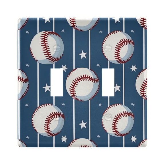 Baseball Stars Stipes Light Switch Cover Electrical Outlet Cover Replaceable Wall Plates 2-Gang