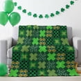 thumbnail image 3 of Throw Blanket Fleece Throw Blanket 50x80in, St. Patrick's Day Rainbow Shamrock Soft Lightweight Bed Blankets Buffalo Plaid Green Theme Fuzzy Couch Blankets for All Season, 3 of 9