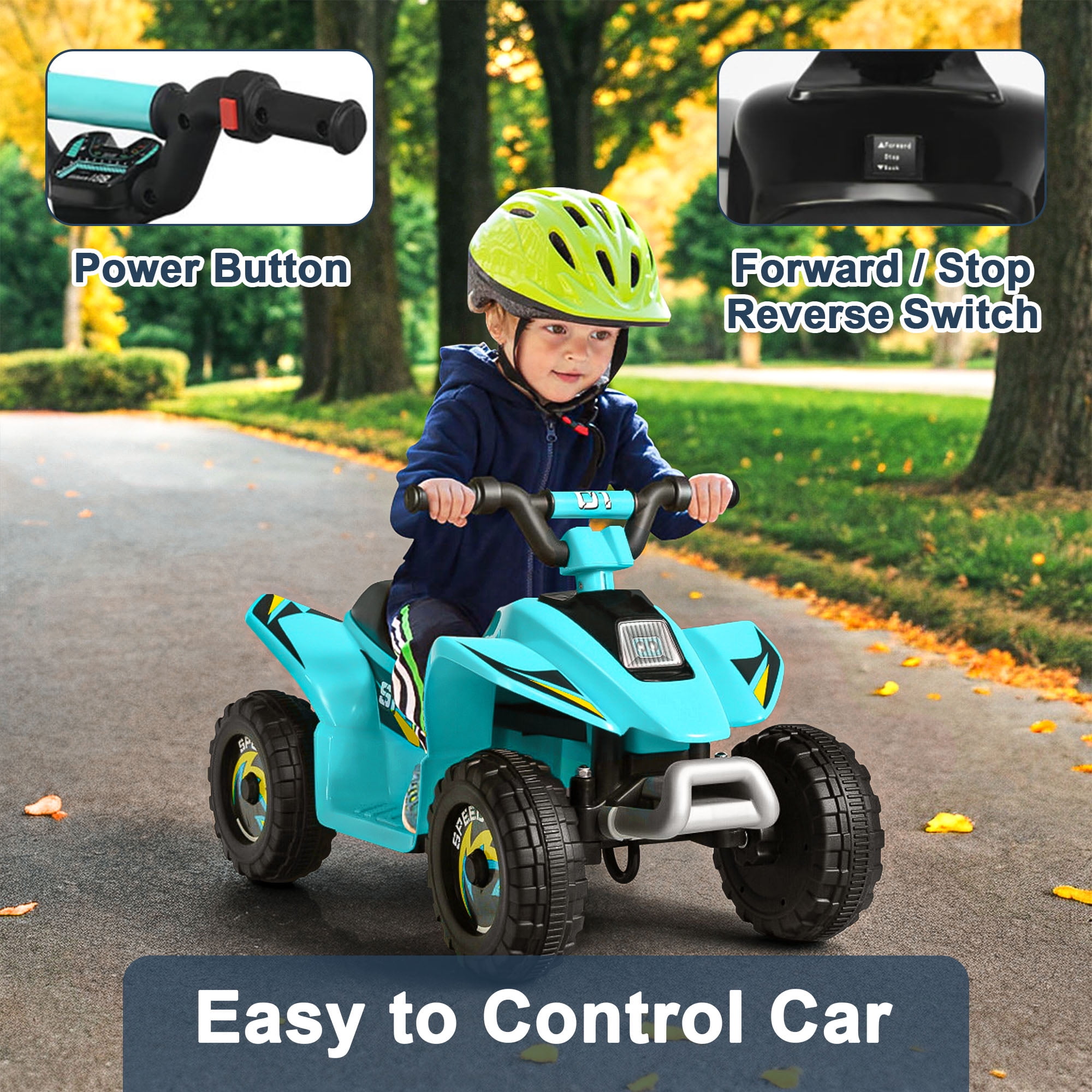 Resenkos 6V Kids Ride On Electric ATV, Ride Car with 4 Wheels, Ride-On Toy for Toddlers 1-3 Boys & Girls(Blue)