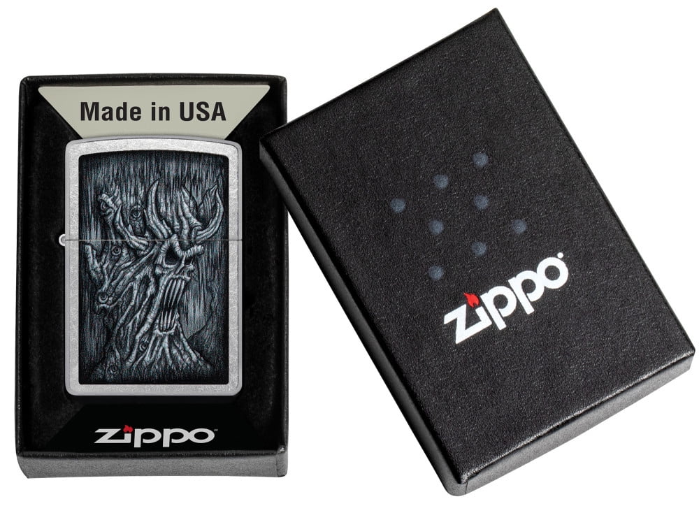 Zippo Evil Tree Design Street Chrome Pocket Lighter