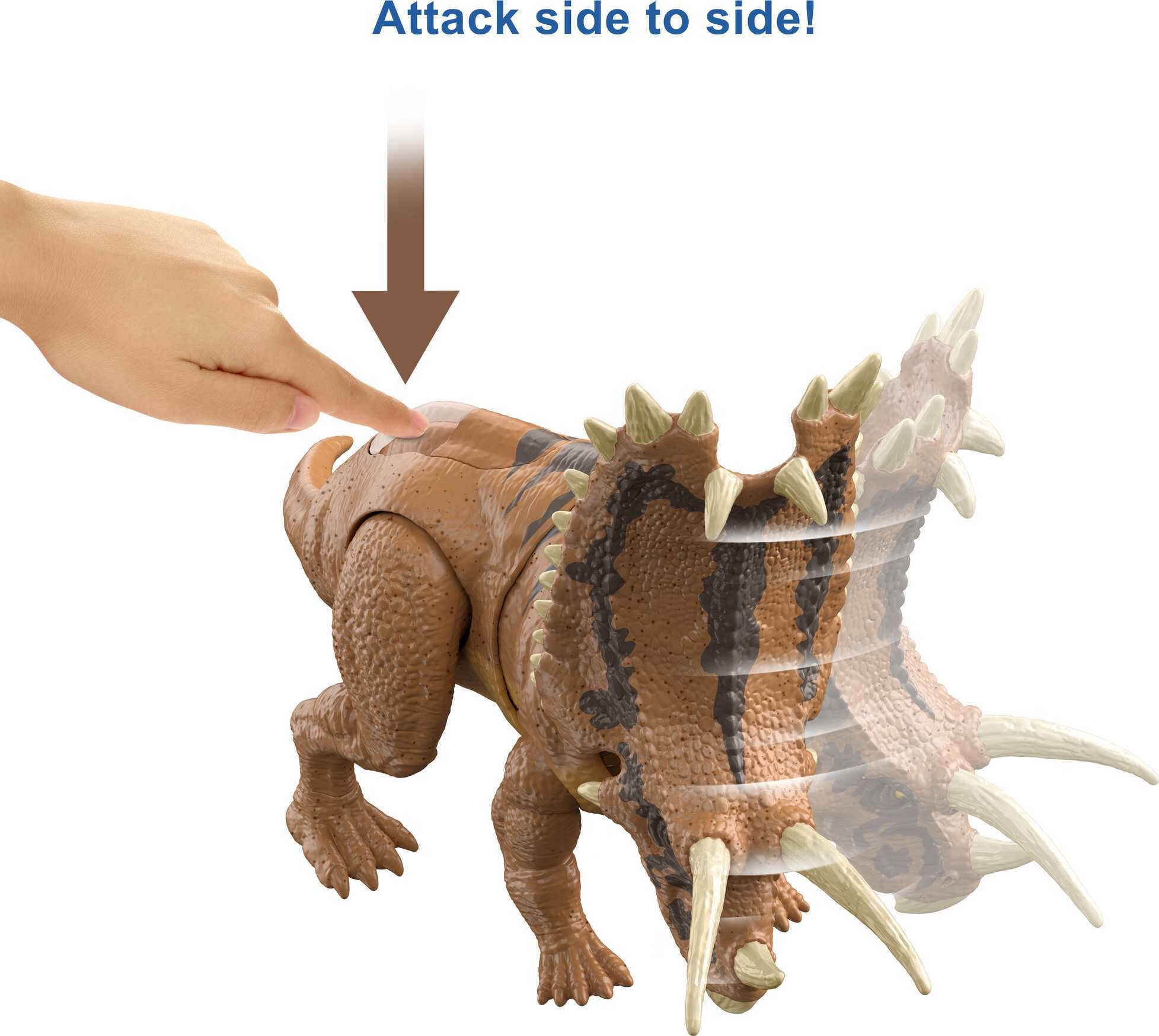 ​​Jurassic World Camp Cretaceous Mega Destroyers Pentaceratops Dinosaur Action Figure, Toy Gift with Movable Joints, Attack and Breakout Feature​