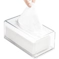 thumbnail image 1 of Caja de pañuelos de acrílico transparente cuadrada, tapas de caja rectangulares, porta servilletas faciales para baño, dispensador de hojas de secadora transparentes de mesa para baño,, 1 of 8