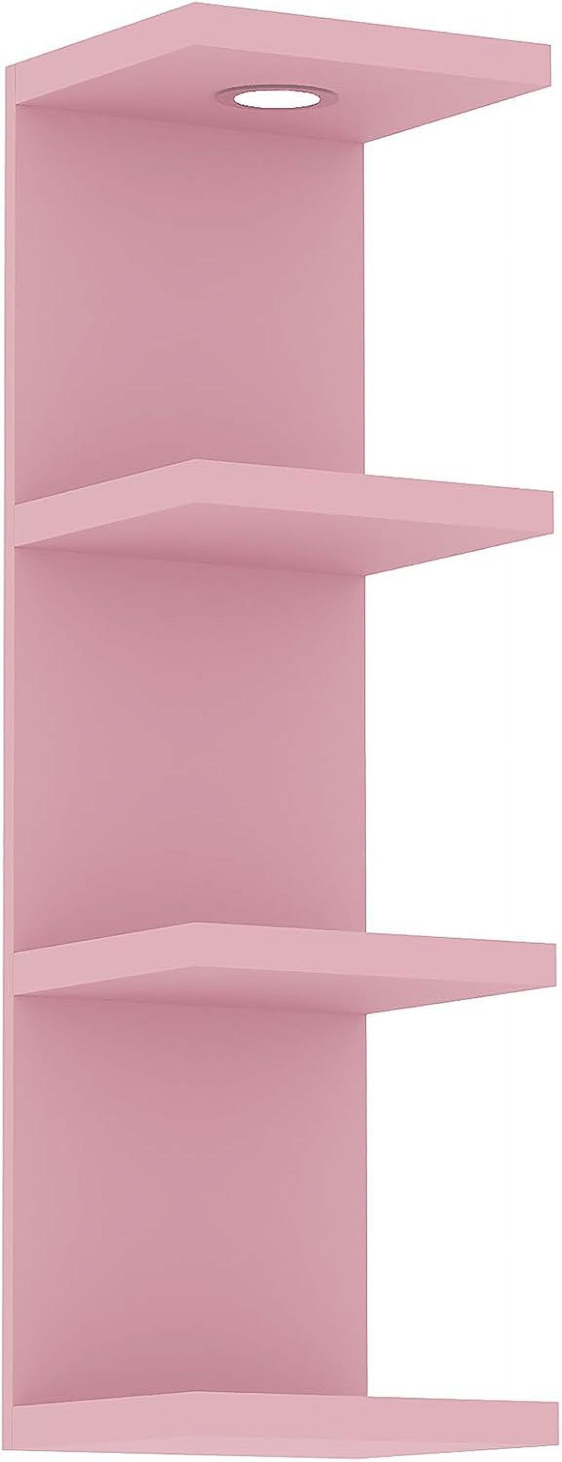 Versatile 4 Tier Wall Shelf Unit,Pink Lack Wall Shelf,Display Floating Shelf with LED Remote Control Light