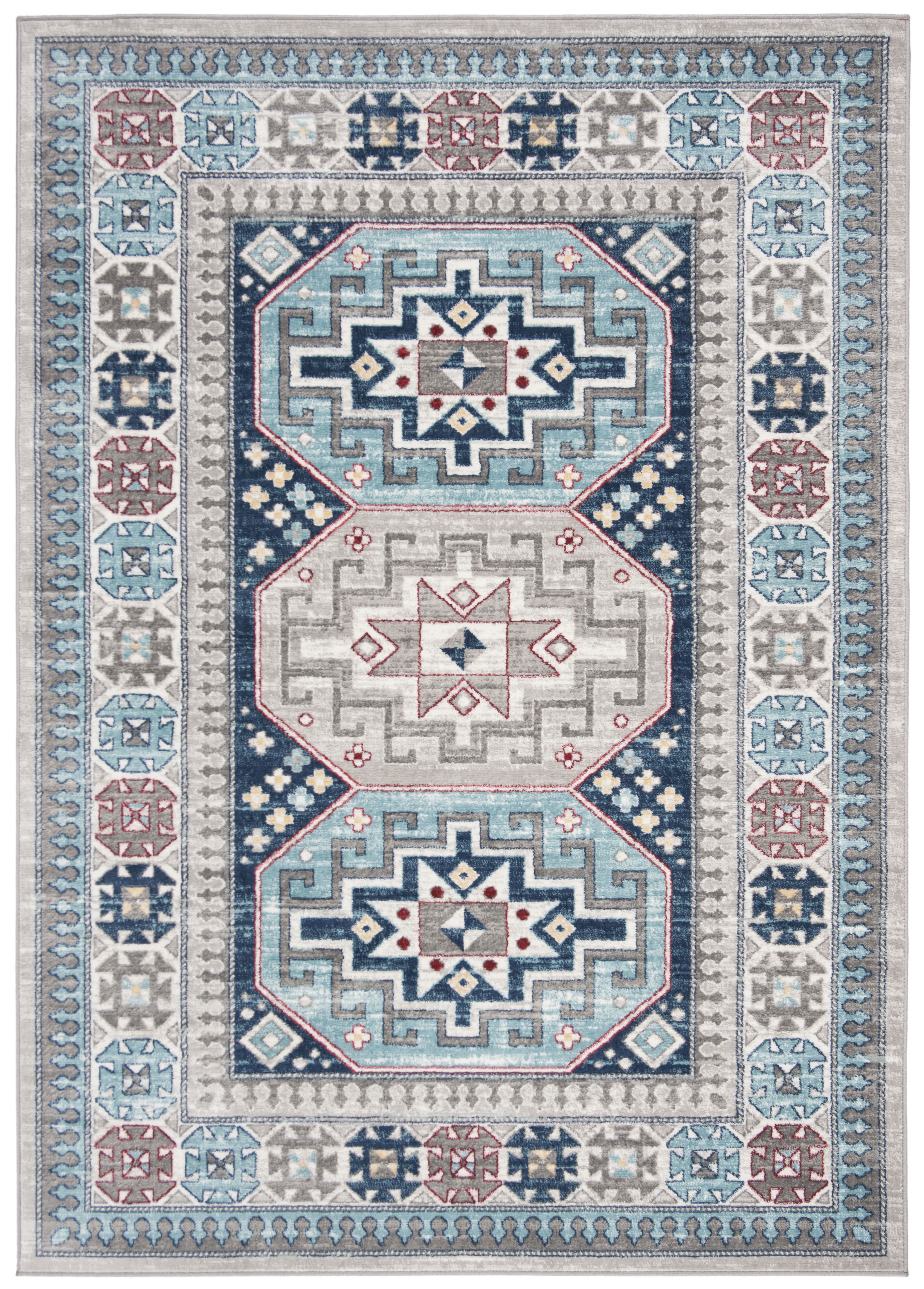SAFAVIEH Kazak Caymen Geometric Area Rug, Grey/Blue, 6'7