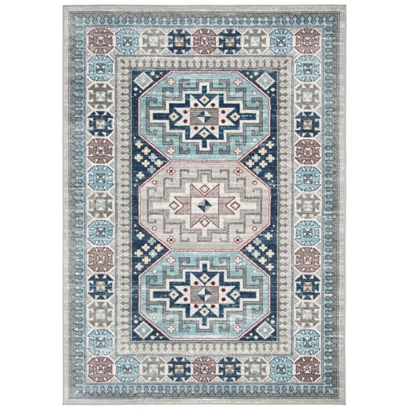 SAFAVIEH Kazak Jennine Geometric Area Rug, Grey/Blue, 4' x 6'