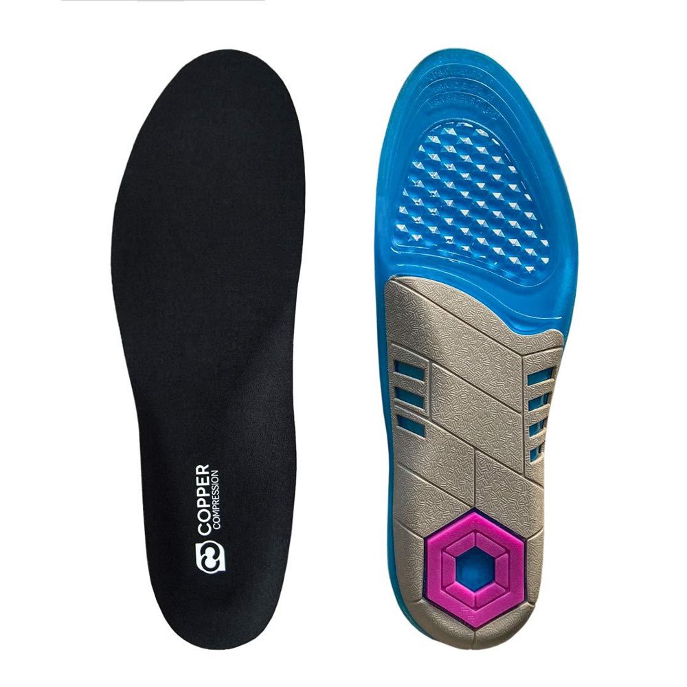Copper Compression Gel Shoe Insoles for Men + Women. Guaranteed Highest