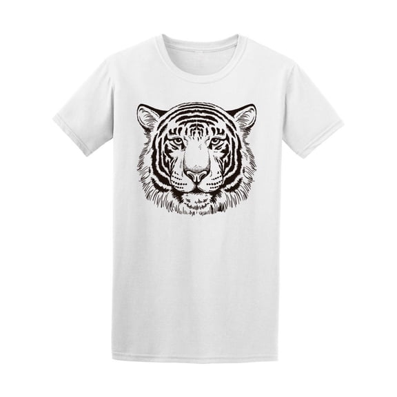 Black & White Tiger Face Sketch Tee Men's -Image by Shutterstock