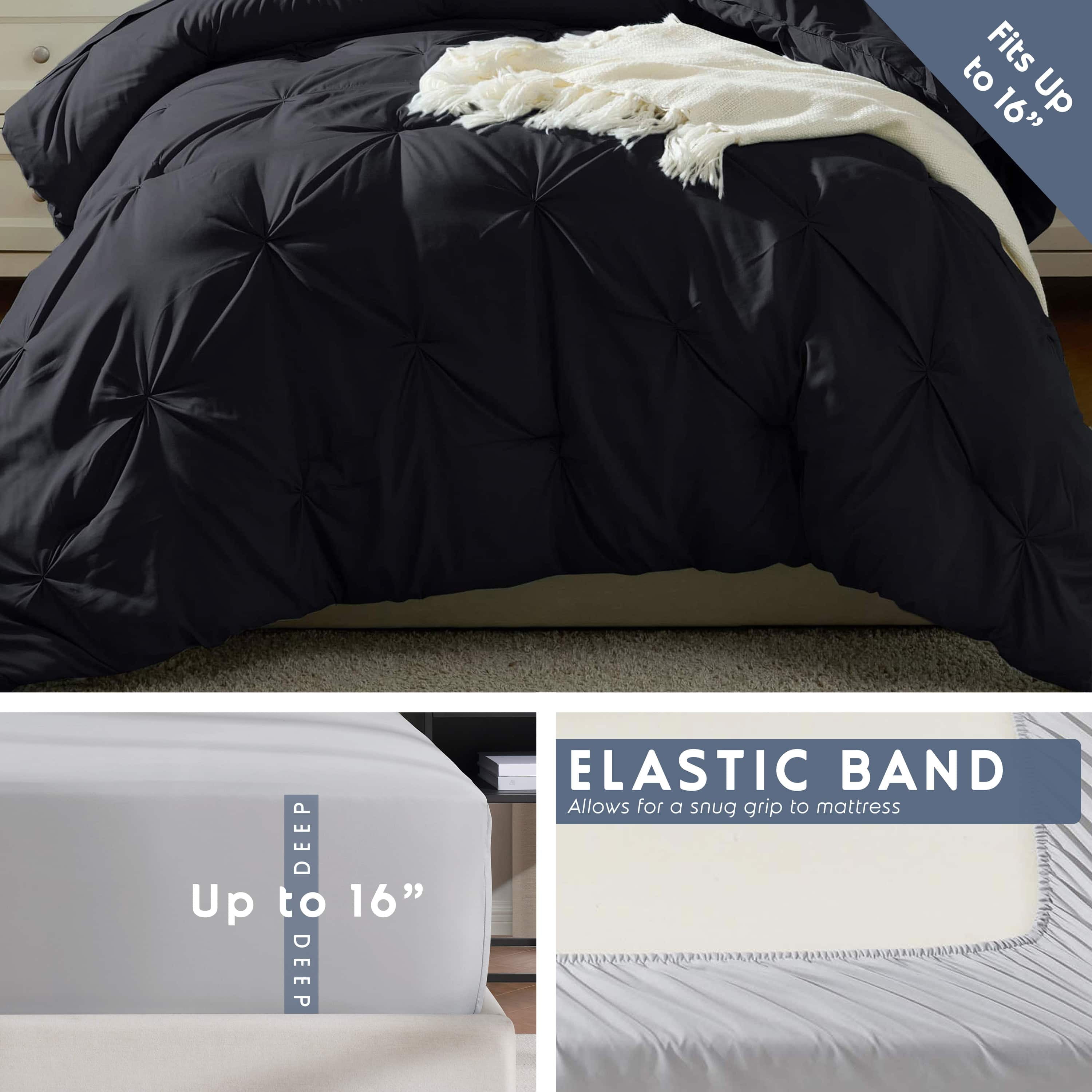 LammaLoe Twin XL Comforter Sets, 5 Piece Bed In A Bag Pintuck Bedding Sets, Peach Beige