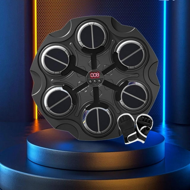 Máquina de boxeo con música electrónica, equipo de entrenamiento de boxeo, para niños, montaje en pared, música, objetivo de boxeo para entrenamiento, Negro
