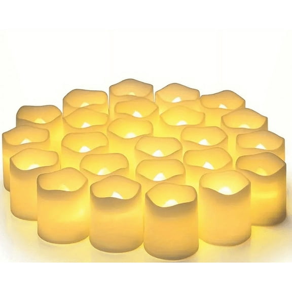 24-Pack Flameless LED Tea Light Candles  Battery Operated  Polished Round PP   Warm White  Safe for  & Festive Decorations  Ideal for Christmas  Halloween  Easter  Ramadan